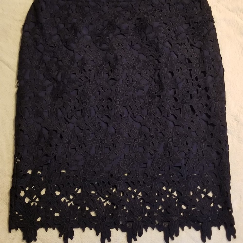 Eloquii Navy Lacy Plus Size Pencil Skirt Size 20 - Picture 4 of 5